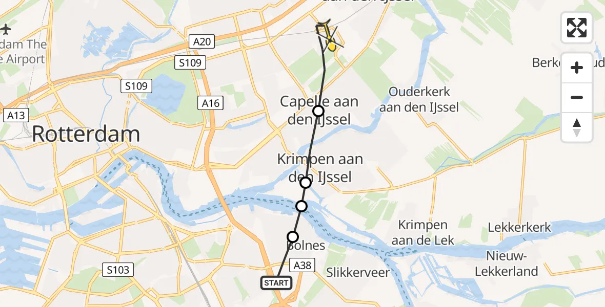 Routekaart van de vlucht: Lifeliner 2 naar Capelle aan den IJssel