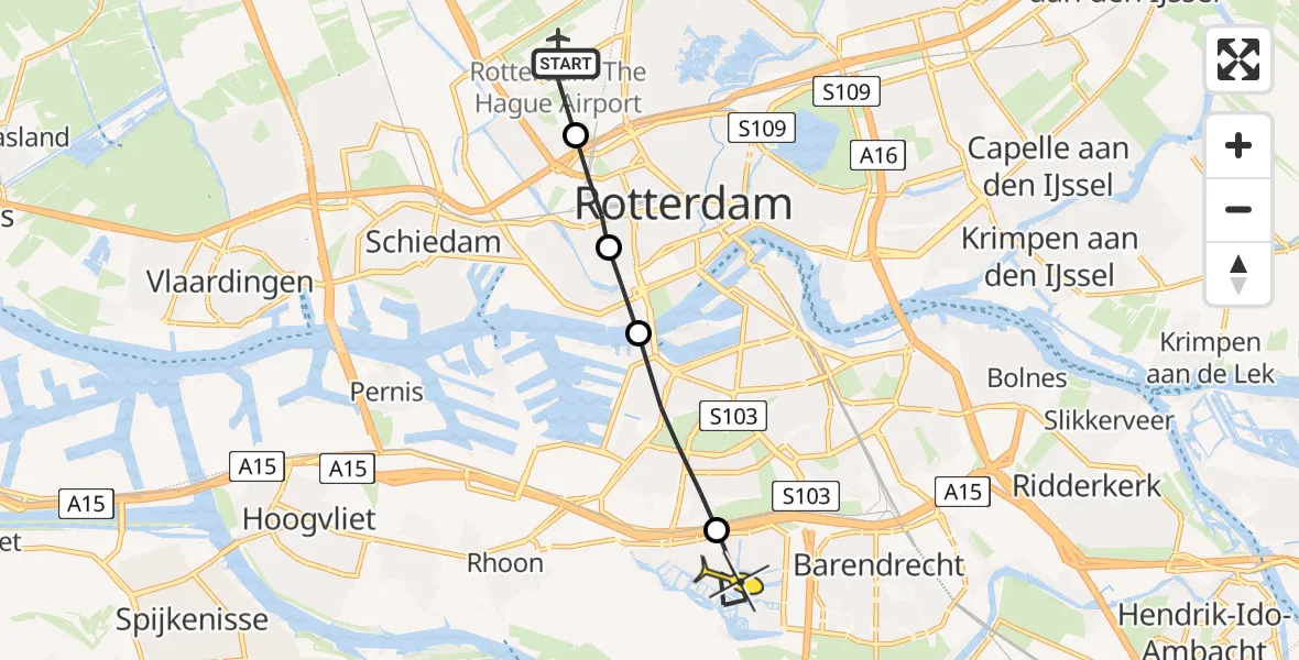 Routekaart van de vlucht: Lifeliner 2 naar Barendrecht