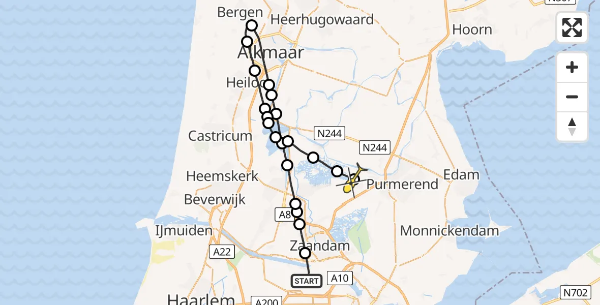 Routekaart van de vlucht: Lifeliner 1 naar Wijdewormer