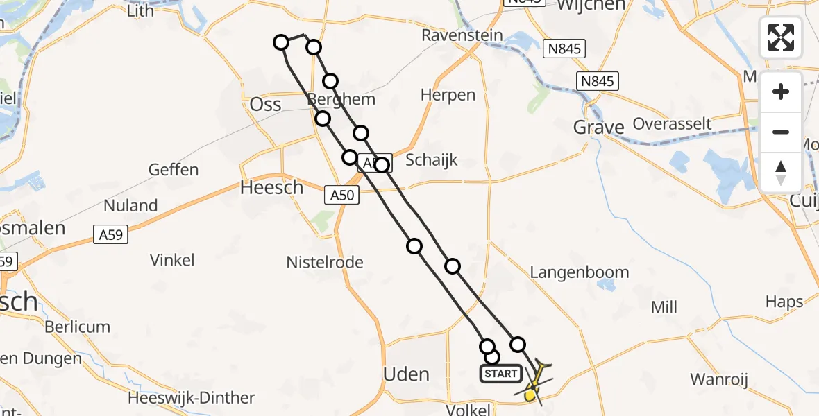 Routekaart van de vlucht: Lifeliner 3 naar Vliegbasis Volkel