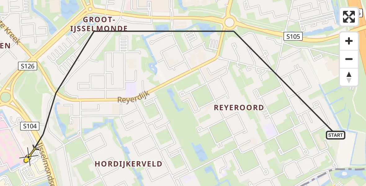 Routekaart van de vlucht: Lifeliner 2 naar Rotterdam