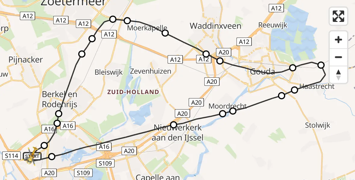 Vluchtroute Traumahelikopter Rotterdam The Hague Airport - Rotterdam The Hague Airport, 24 september 2023, 12:27
