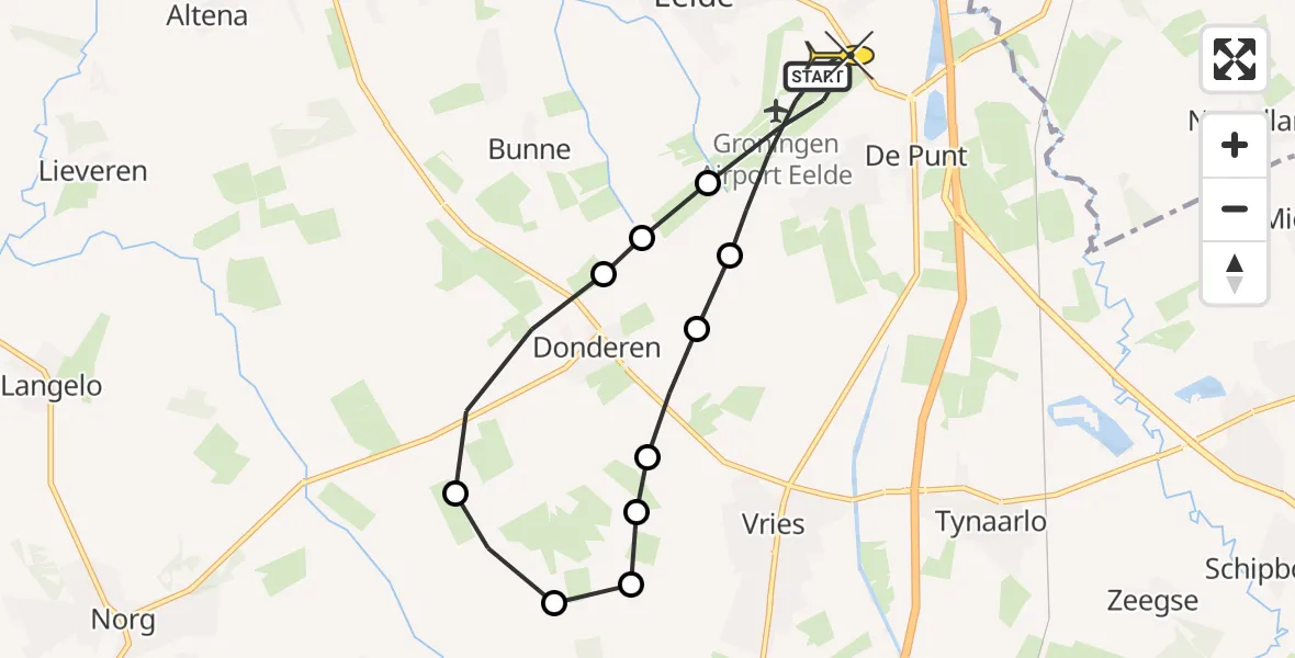 Routekaart van de vlucht: Lifeliner 4 naar Groningen Airport Eelde