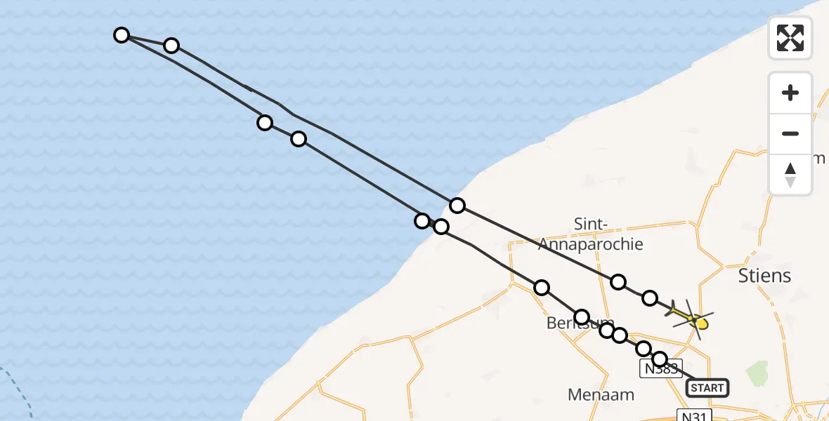Routekaart van de vlucht: Ambulancehelikopter naar Bitgummole
