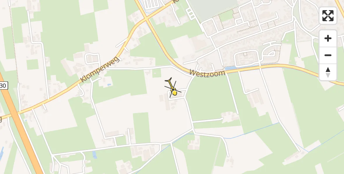 Vluchtroute Traumahelikopter van Lunteren naar Lunteren