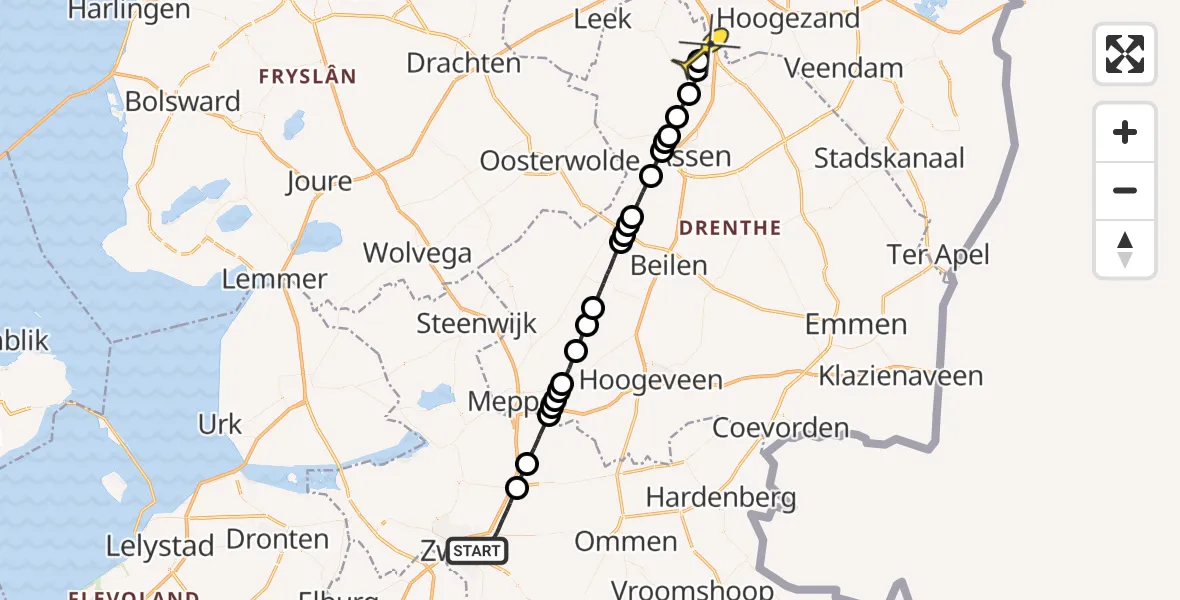 Routekaart van de vlucht: Lifeliner 4 naar Groningen Airport Eelde