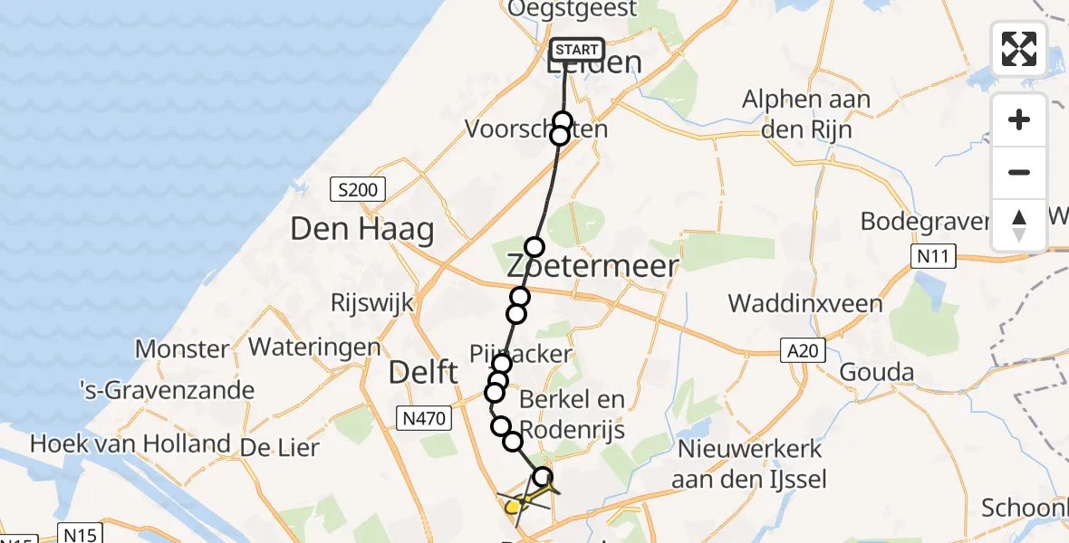 Routekaart van de vlucht: Lifeliner 2 naar Rotterdam The Hague Airport