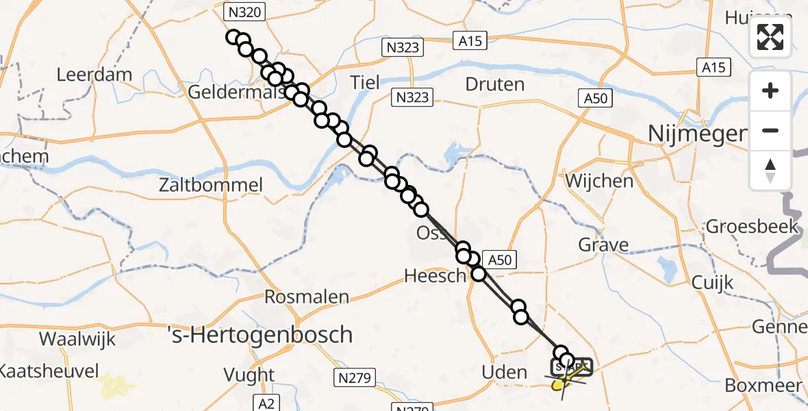 Routekaart van de vlucht: Lifeliner 3 naar Vliegbasis Volkel