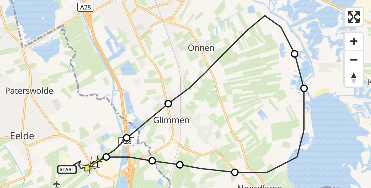Routekaart van de vlucht: Lifeliner 4 naar Groningen Airport Eelde