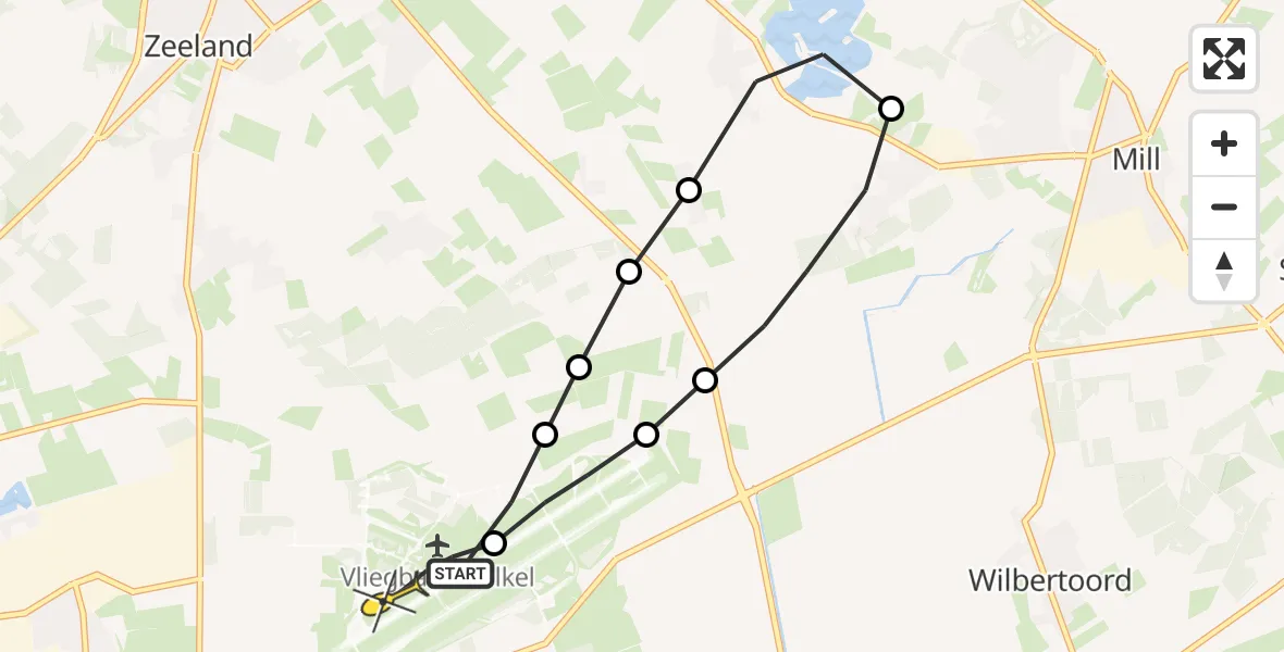 Routekaart van de vlucht: Lifeliner 3 naar Vliegbasis Volkel