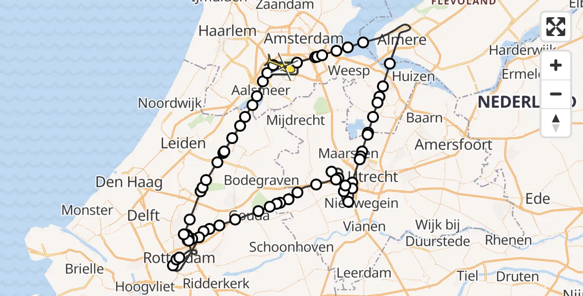 Routekaart van de vlucht: Politieheli naar Badhoevedorp