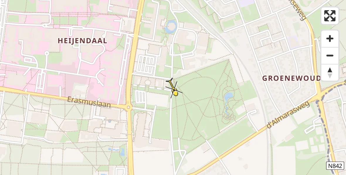 Vluchtroute Traumahelikopter van Radboud Universitair Medisch Centrum naar Radboud Universitair Medisch Centrum