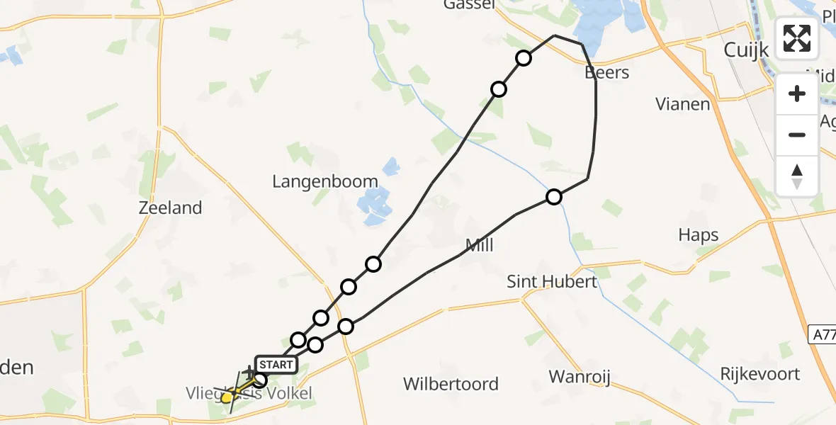 Routekaart van de vlucht: Lifeliner 3 naar Vliegbasis Volkel