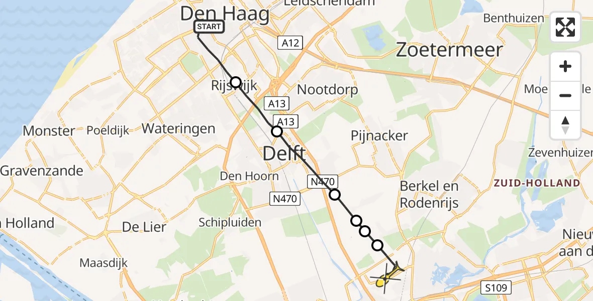 Routekaart van de vlucht: Lifeliner 2 naar Rotterdam The Hague Airport