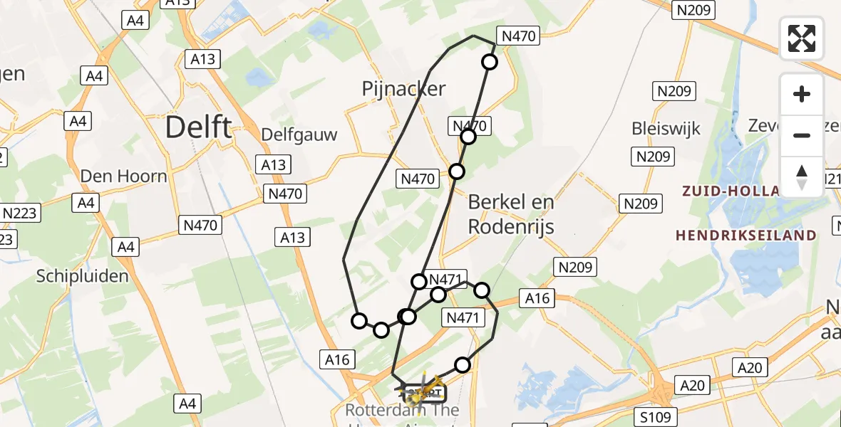 Vluchtroute Traumahelikopter Rotterdam The Hague Airport - Rotterdam The Hague Airport, 26 september 2023, 09:47