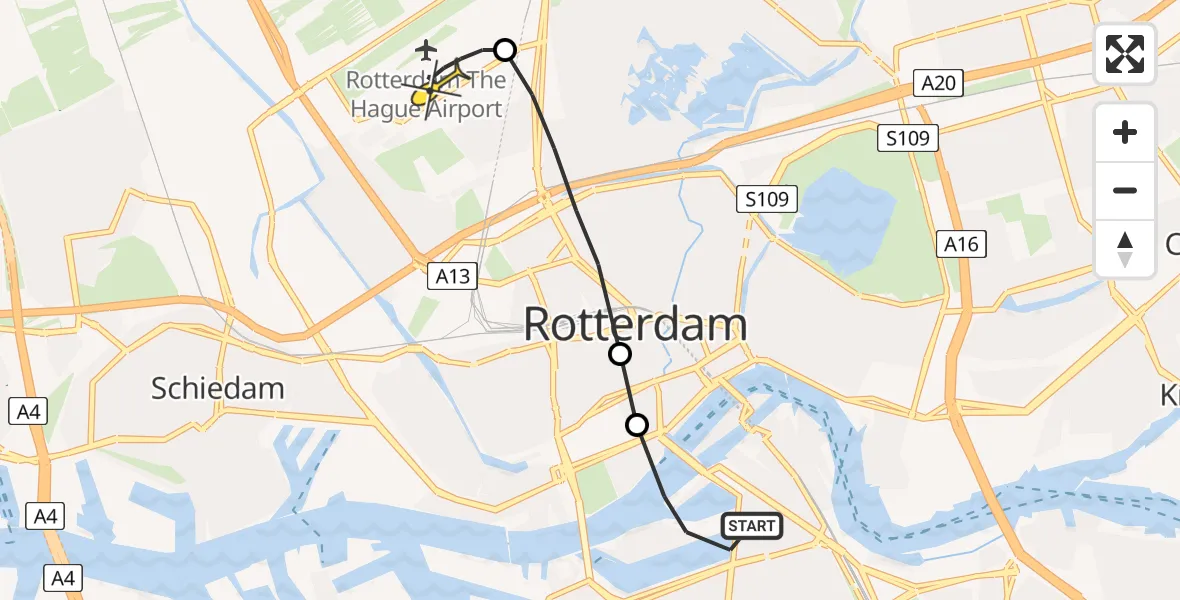 Routekaart van de vlucht: Lifeliner 2 naar Rotterdam The Hague Airport