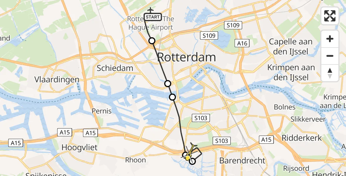 Routekaart van de vlucht: Lifeliner 2 naar Barendrecht
