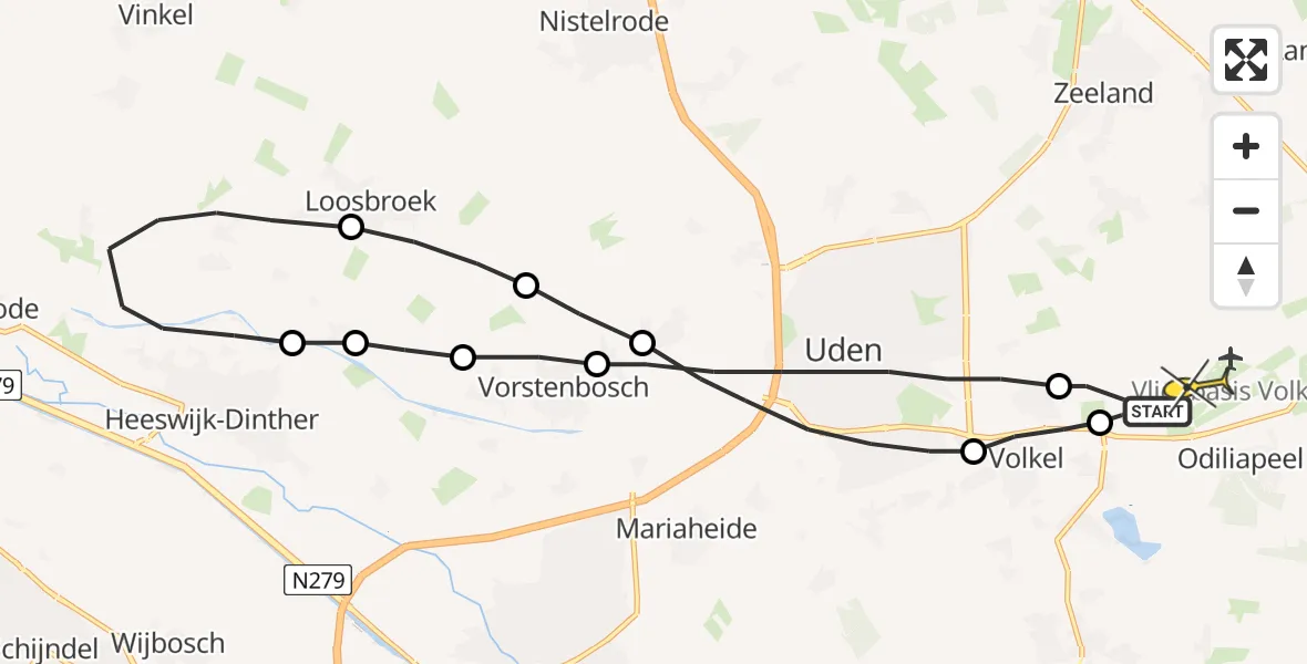 Routekaart van de vlucht: Lifeliner 3 naar Vliegbasis Volkel