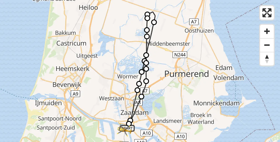Vluchtroute Traumahelikopter Amsterdam Heliport - Amsterdam Heliport, 27 september 2023, 05:36