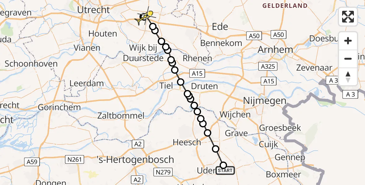 Routekaart van de vlucht: Lifeliner 3 naar Maarn