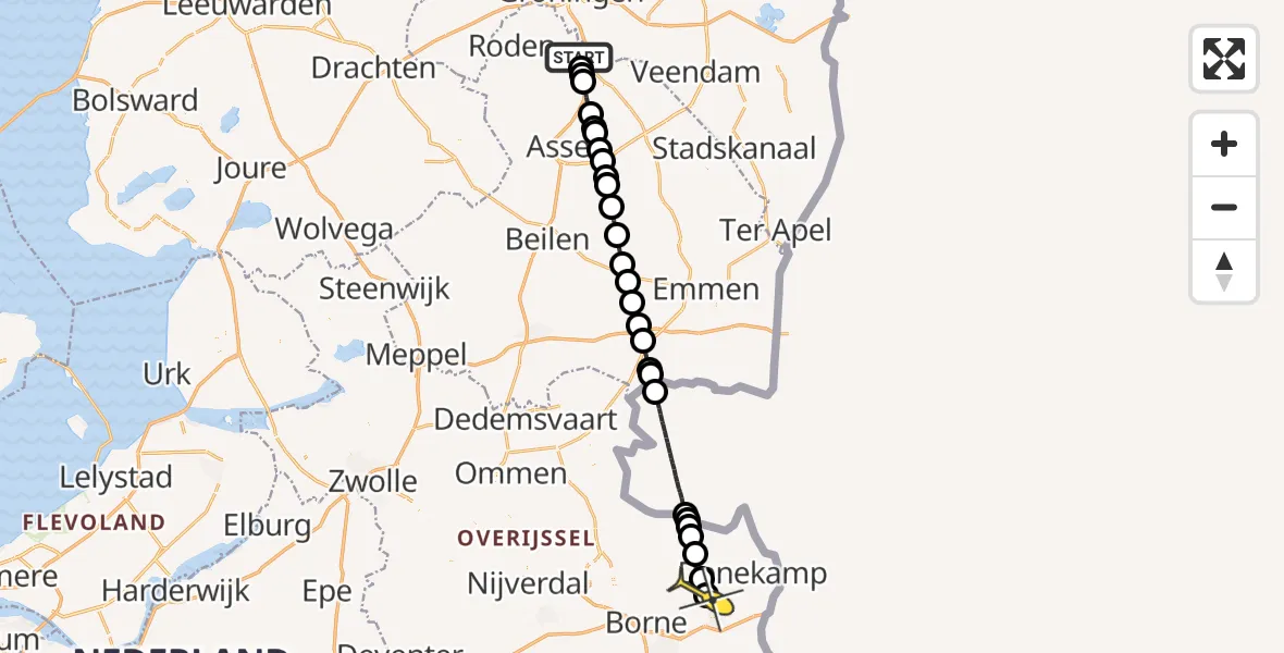 Routekaart van de vlucht: Lifeliner 4 naar Weerselo