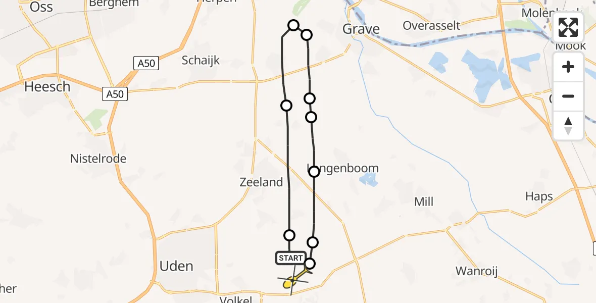 Routekaart van de vlucht: Lifeliner 3 naar Vliegbasis Volkel