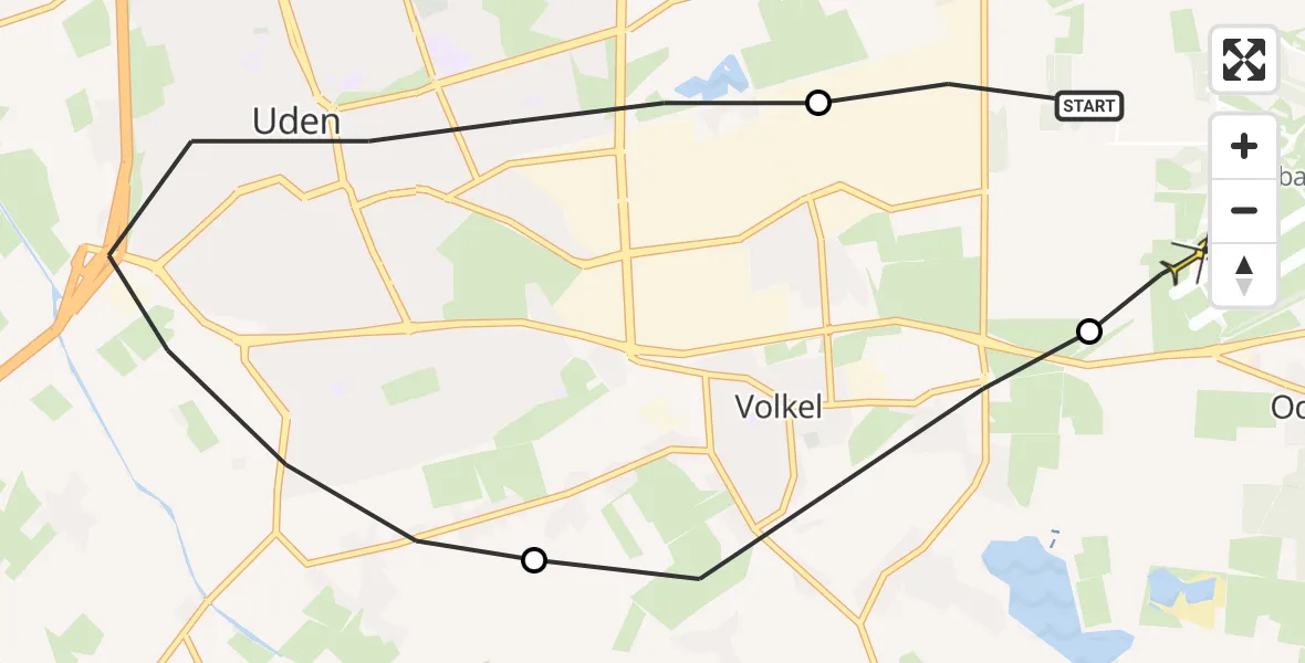 Routekaart van de vlucht: Lifeliner 3 naar Vliegbasis Volkel