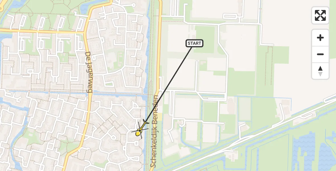 Routekaart van de vlucht: Traumahelikopter naar Dordrecht