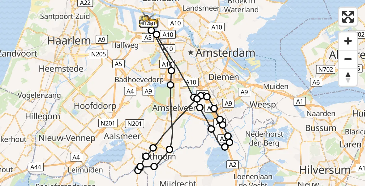 Vluchtroute Traumahelikopter Amsterdam Heliport - Amsterdam Heliport, 27 september 2023, 14:10