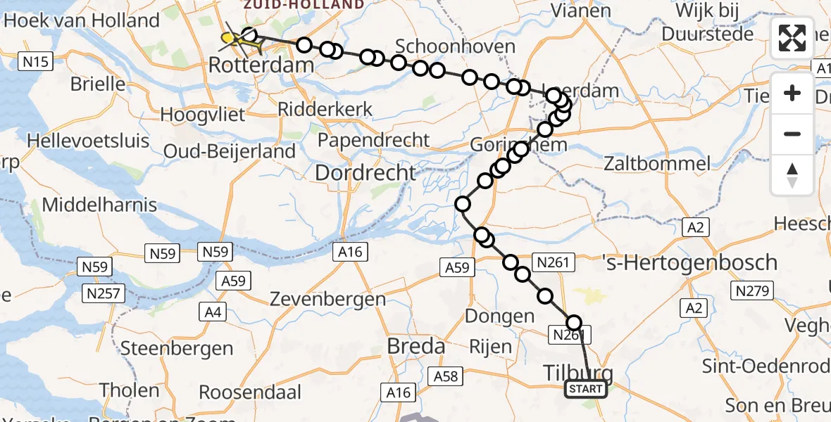 Routekaart van de vlucht: Lifeliner 2 naar Rotterdam The Hague Airport