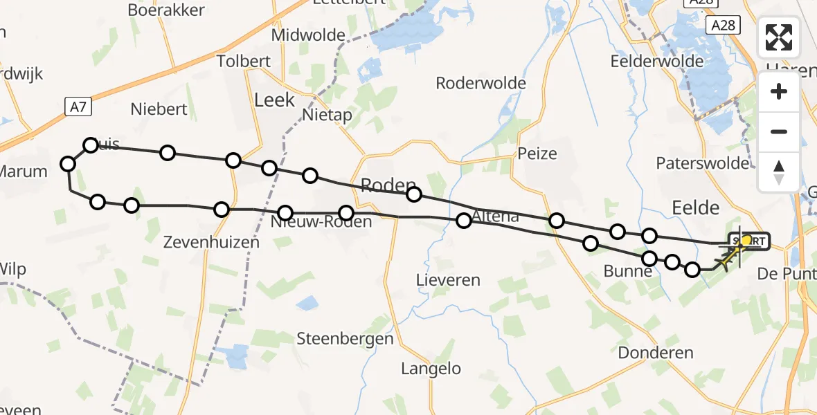 Routekaart van de vlucht: Lifeliner 4 naar Groningen Airport Eelde