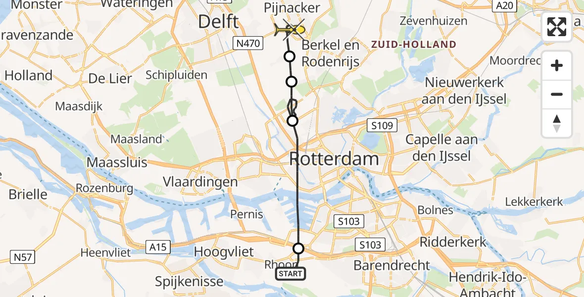 Routekaart van de vlucht: Lifeliner 2 naar Pijnacker