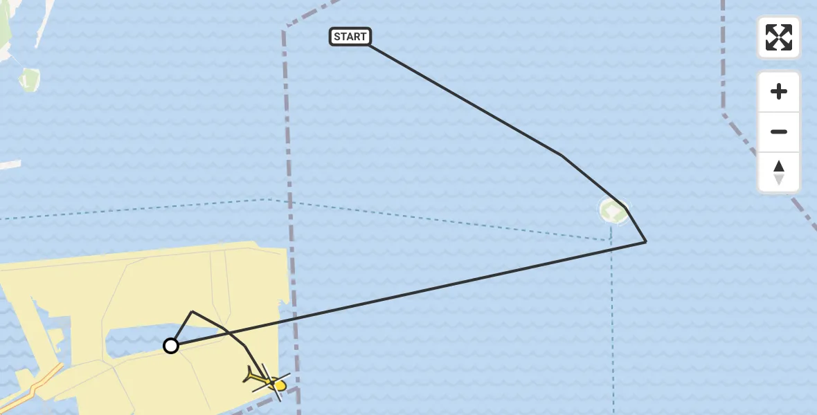 Routekaart van de vlucht: Politiehelikopter naar Amsterdam