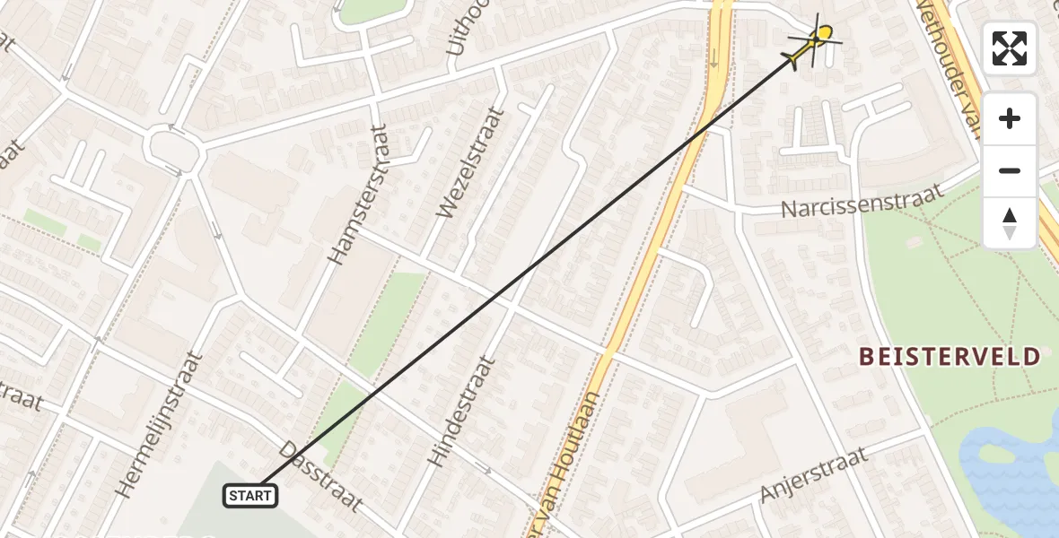 Routekaart van de vlucht: Traumahelikopter naar Helmond