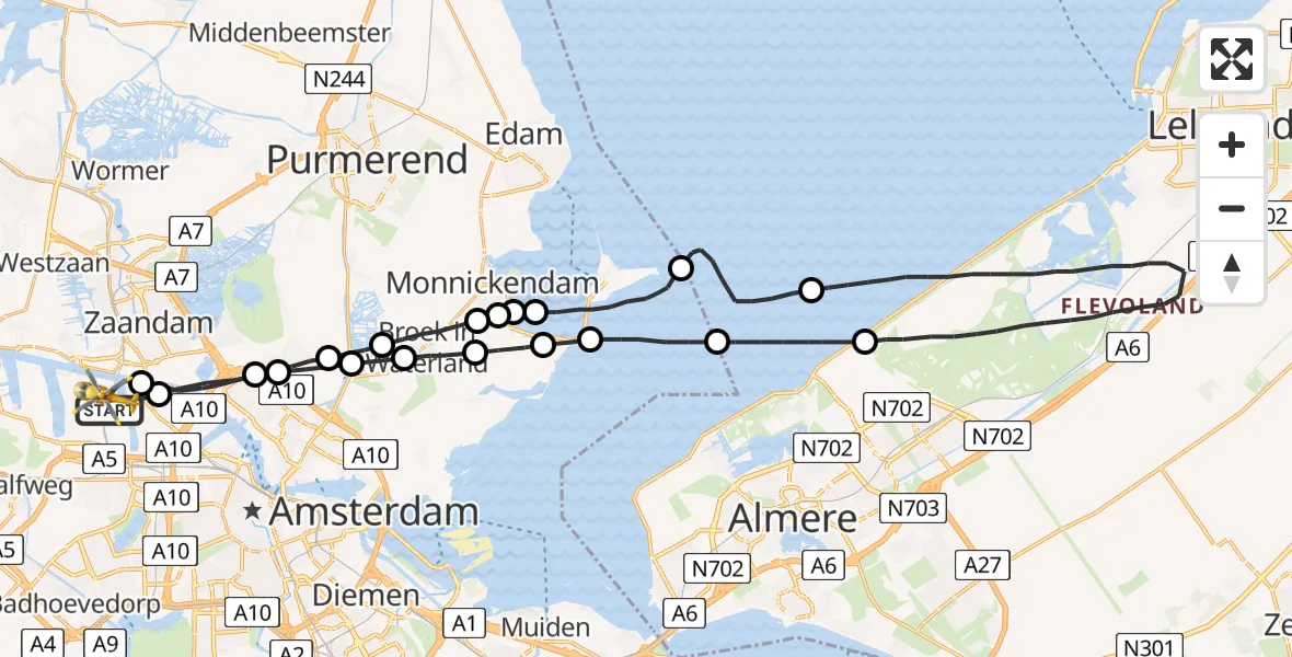 Vluchtroute Traumahelikopter Amsterdam Heliport - Amsterdam Heliport, 28 september 2023, 11:07