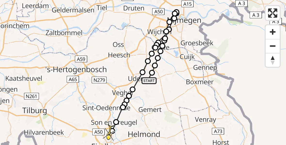 Routekaart van de vlucht: Lifeliner 3 naar Eindhoven