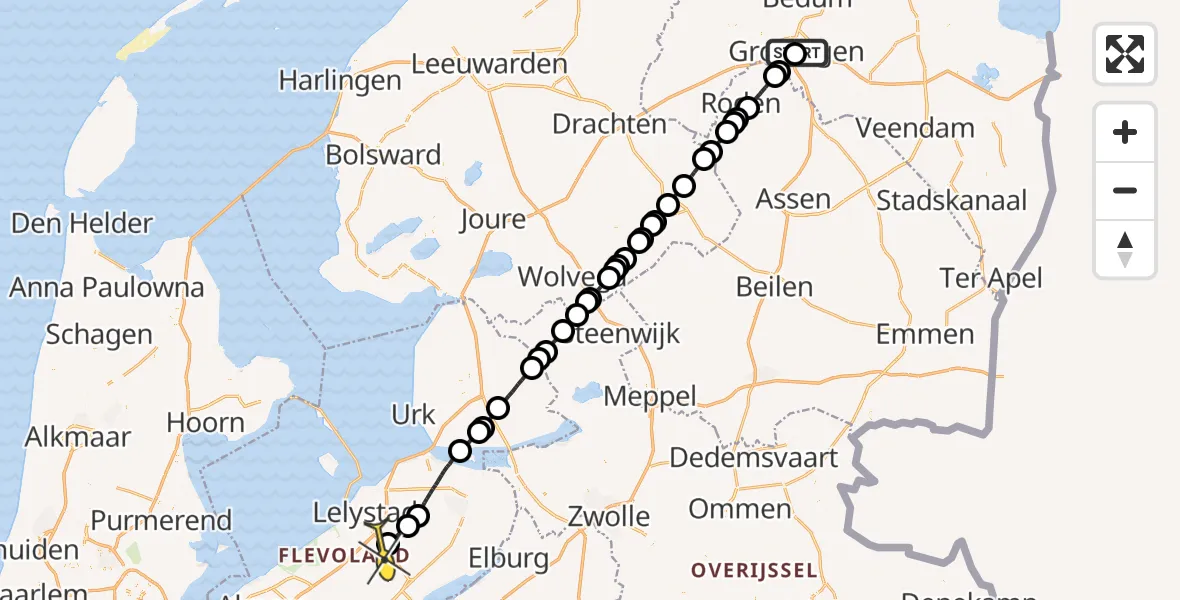 Routekaart van de vlucht: Lifeliner 4 naar Lelystad Airport