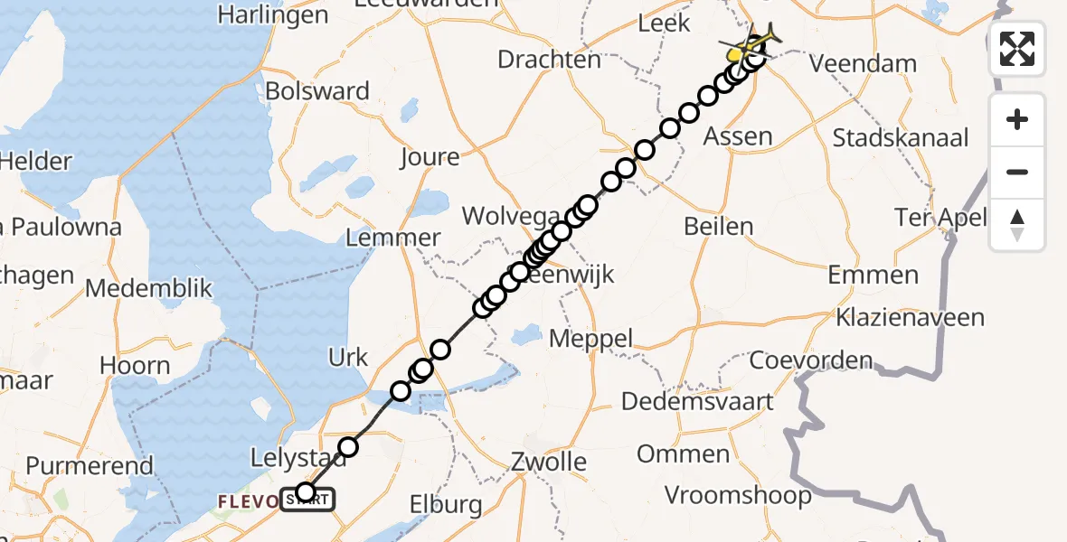 Routekaart van de vlucht: Lifeliner 4 naar Groningen Airport Eelde