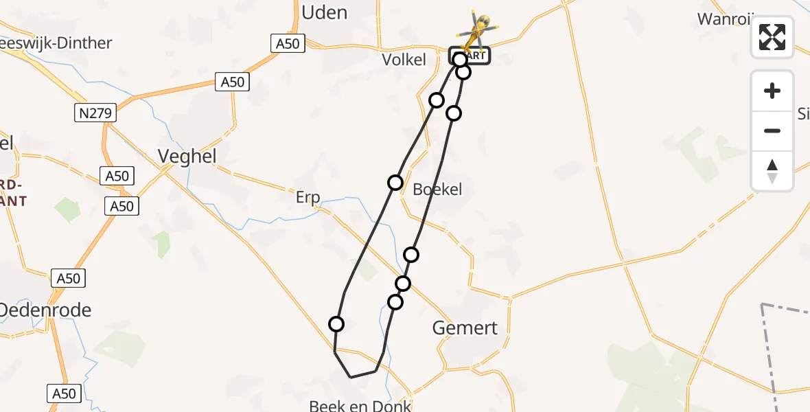 Vluchtroute Traumahelikopter Vliegbasis Volkel - Vliegbasis Volkel, 28 september 2023, 17:49