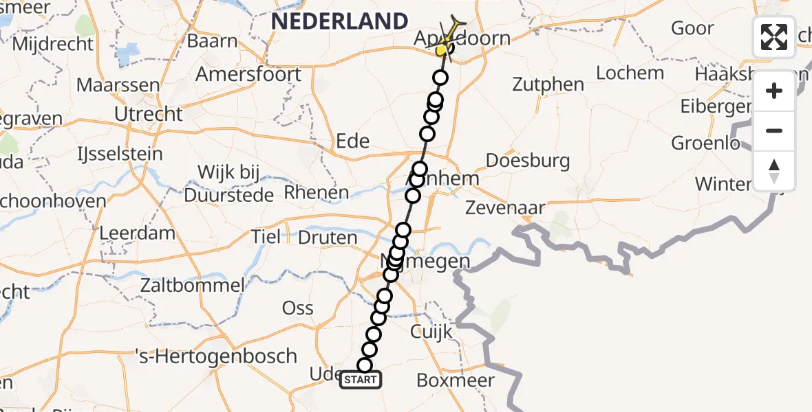 Routekaart van de vlucht: Lifeliner 3 naar Apeldoorn