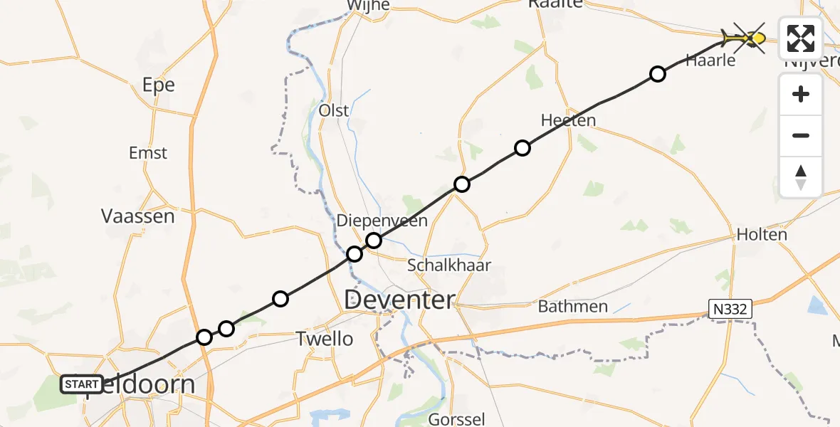 Routekaart van de vlucht: Lifeliner 3 naar Haarle