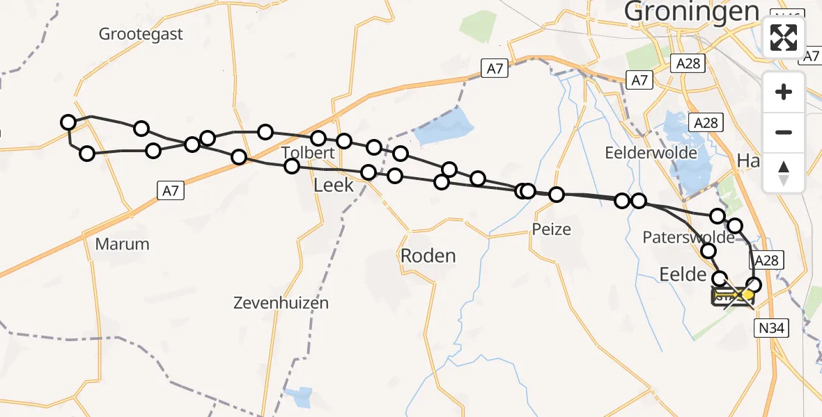 Routekaart van de vlucht: Lifeliner 4 naar Groningen Airport Eelde