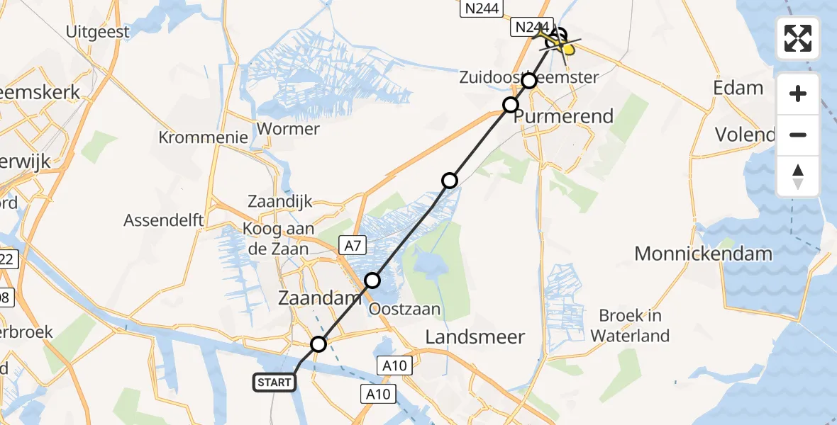 Routekaart van de vlucht: Lifeliner 1 naar Purmerend