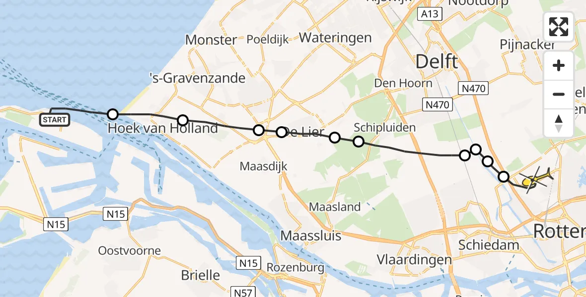 Routekaart van de vlucht: Lifeliner 2 naar Rotterdam The Hague Airport