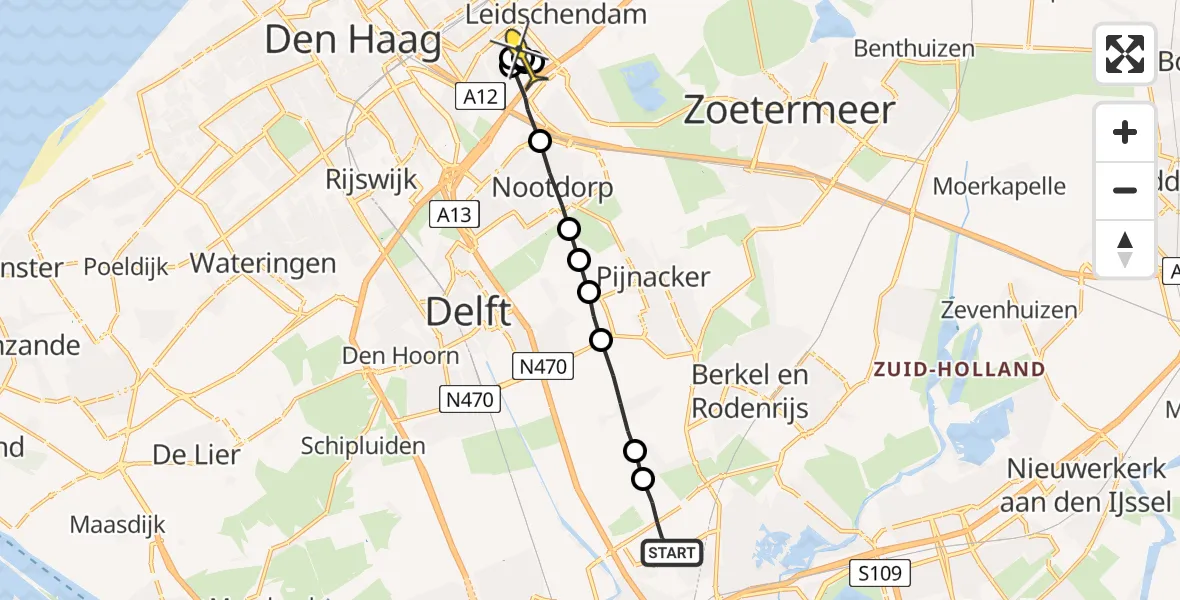 Routekaart van de vlucht: Lifeliner 2 naar Voorburg