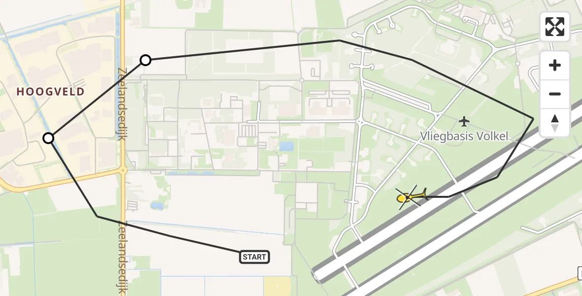 Routekaart van de vlucht: Lifeliner 3 naar Vliegbasis Volkel