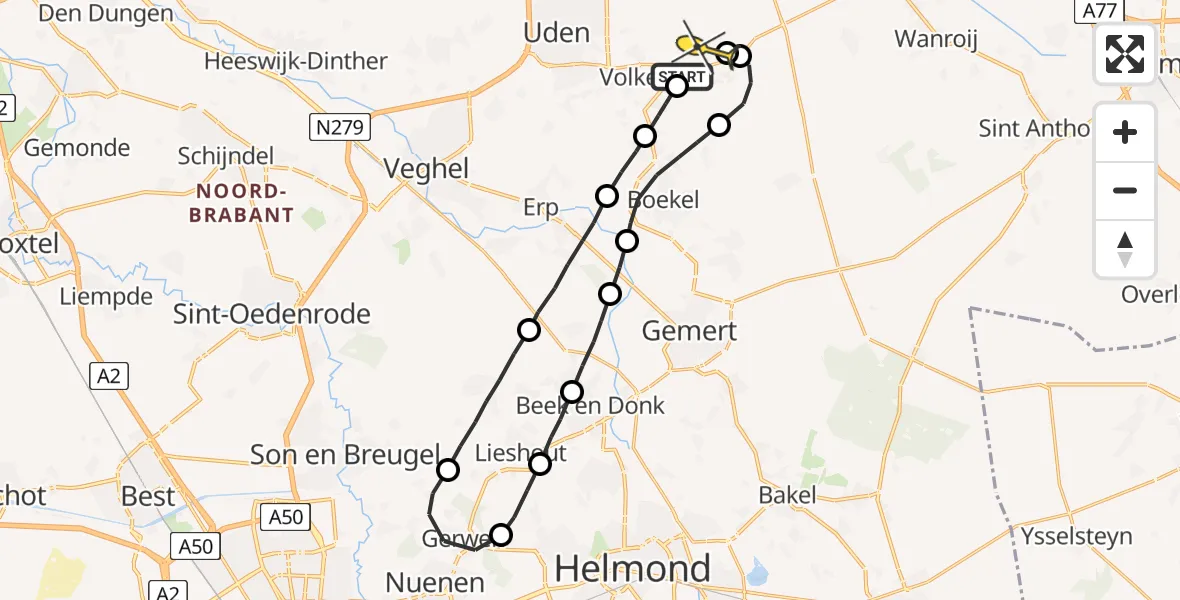 Routekaart van de vlucht: Lifeliner 3 naar Vliegbasis Volkel