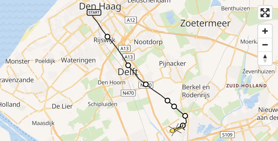 Routekaart van de vlucht: Lifeliner 2 naar Rotterdam The Hague Airport