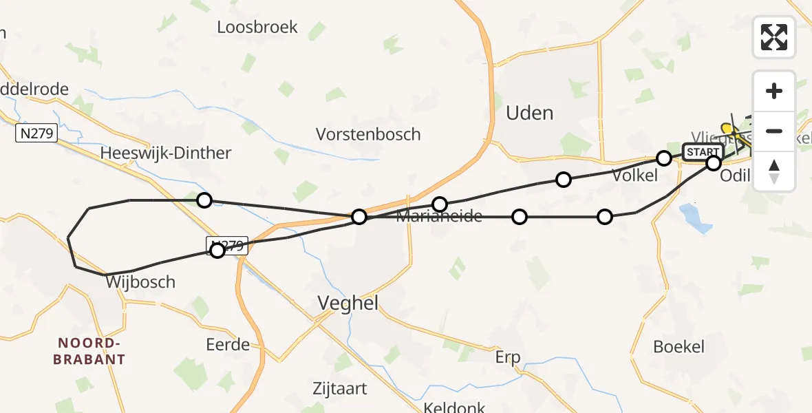 Routekaart van de vlucht: Lifeliner 3 naar Vliegbasis Volkel