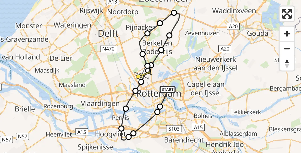 Routekaart van de vlucht: Lifeliner 2 naar Rotterdam The Hague Airport